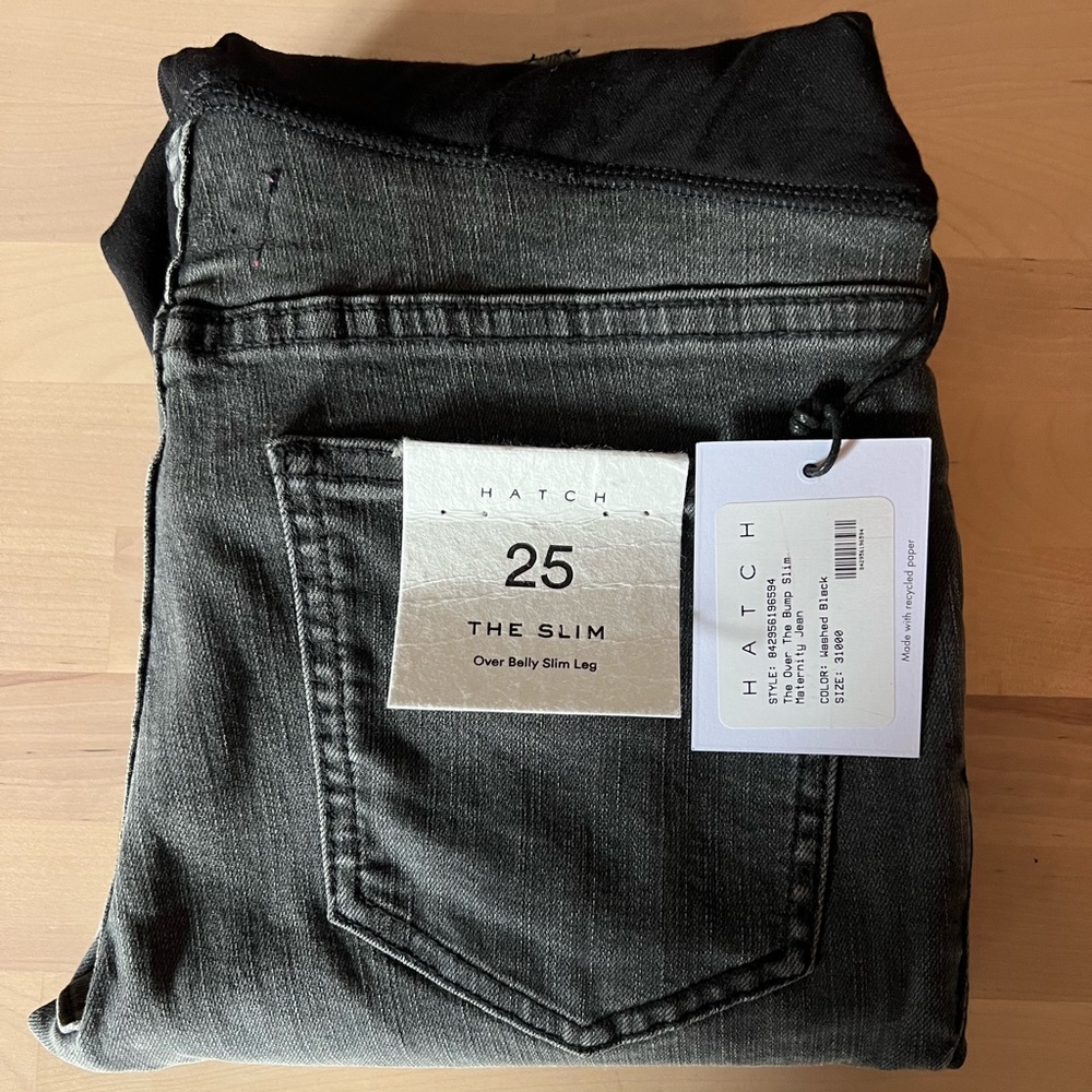 The Over The Bump Slim Maternity Jean (Washed Black, Size 25)